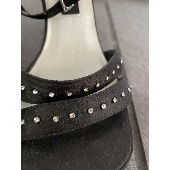 Vintage 90’s Chunky Strappy Heels Shoes Block Heel Black Funky Disco US 7.5 - Picture 7 of 12